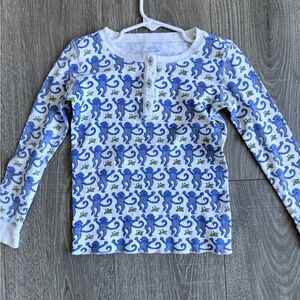 Roller Rabbit Blue and White Monkey Print Shirt